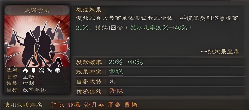 三国志战略版定谋贵决如何