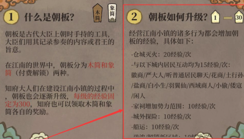 江南百景图朝板有什么用